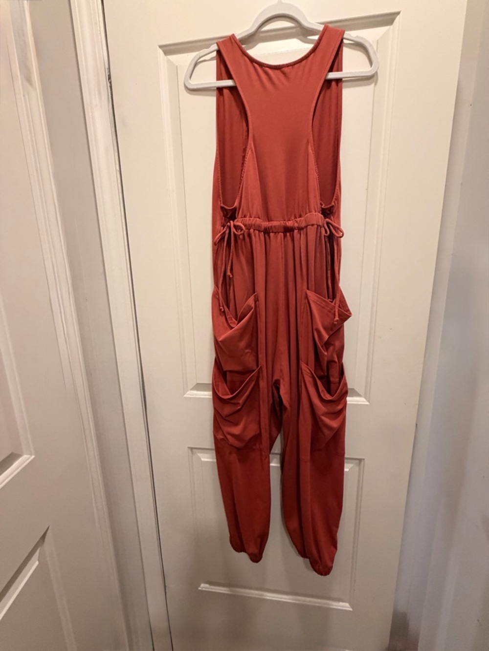 Sleeveless Rust-Red Tank Jumpsuit